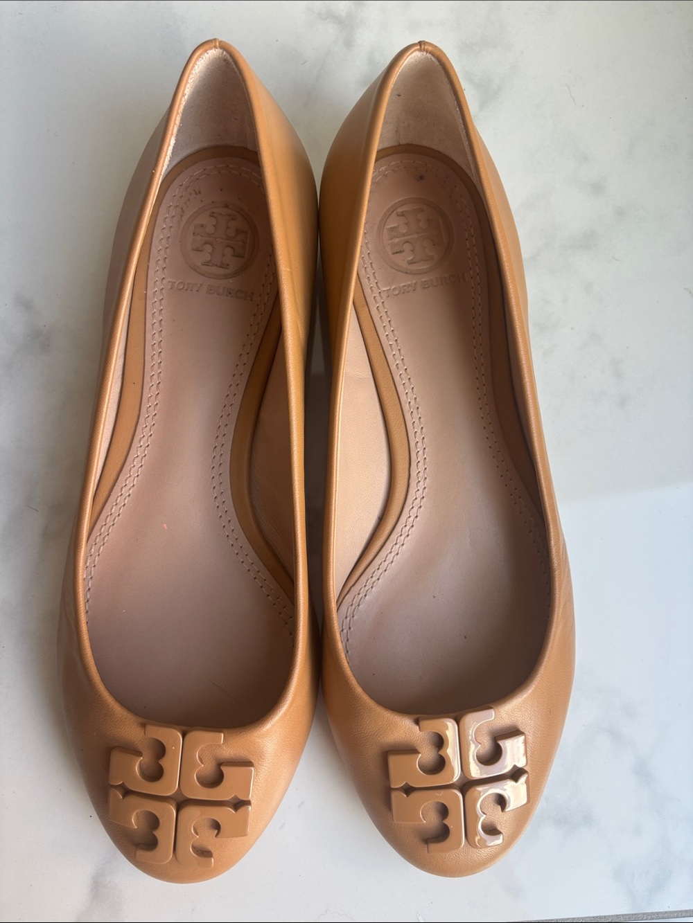 Tory Burch Lowell Leather Ballet Flats Tan size 5